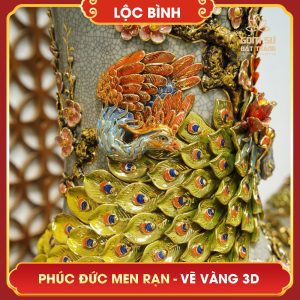 Lộc bình Phúc Đức men rạn vẽ vàng 3D loc binh phuc duc men ran ve vang 3d 4