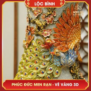 Lộc bình Phúc Đức men rạn vẽ vàng 3D loc binh phuc duc men ran ve vang 3d 5