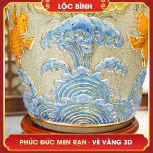 Lộc bình Phúc Đức men rạn vẽ vàng 3D loc binh phuc duc men ran ve vang 3d 8