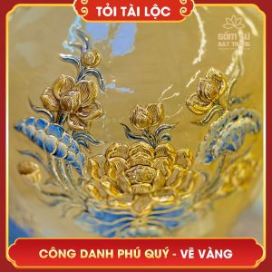 Tỏi tài lộc vẽ vàng Công Danh Phú Quý men hoàng thổ toi tai loc ve vang cong danh phu quy men hoang tho 3