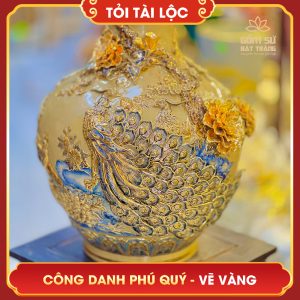 Tỏi tài lộc vẽ vàng Công Danh Phú Quý men hoàng thổ toi tai loc ve vang cong danh phu quy men hoang tho 7