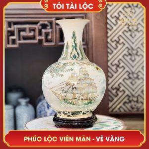 Tỏi tài lộc vẽ vàng nhị cảnh Phúc Lộc Viên Mãn H45 toi tai loc ve vang nhi canh phuc loc vien man h45 3