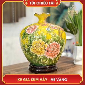 Túi chiêu tài lộc vẽ vàng Kê Gia Sum Vầy H32 tui chieu tai loc ve vang ke gia sum vay h32 3