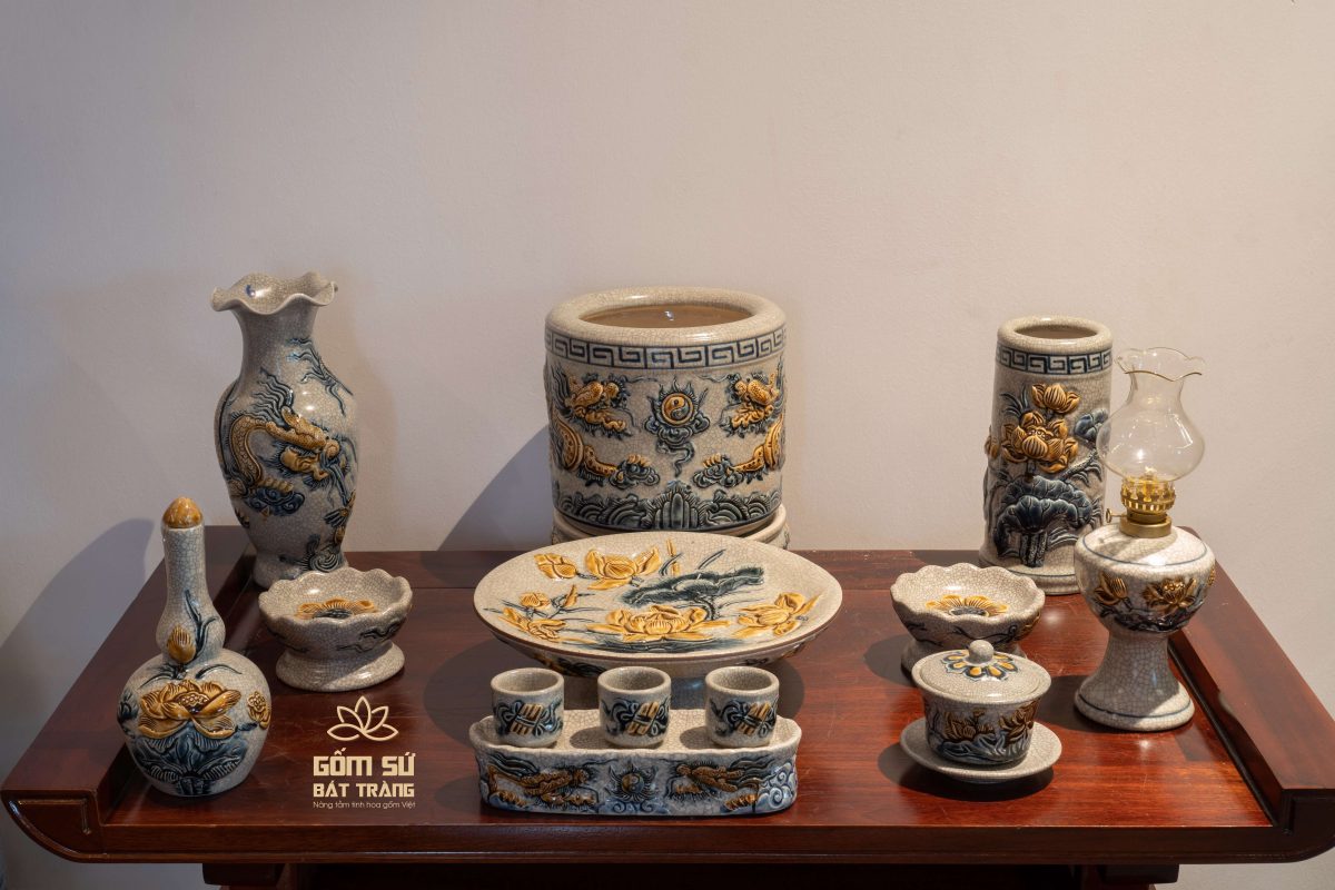 Bộ đồ thờ men rạn Phúc An Viên bo do tho men ran phuc an vien 10