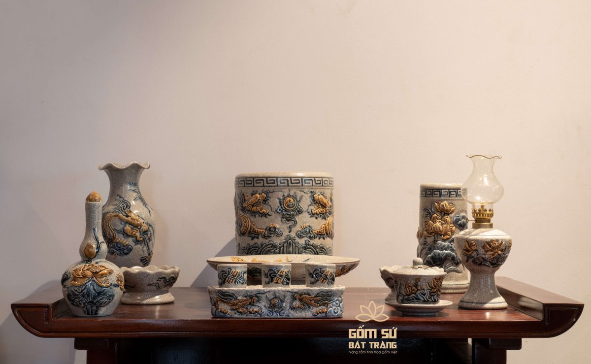 Bộ đồ thờ men rạn Phúc An Viên bo do tho men ran phuc an vien 3