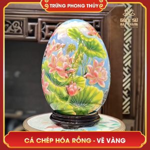 Trứng phong thủy vẽ vàng Cá Chép Hóa Rồng H48 trung phong thuy ve vang ca chep hoa rong h48 3
