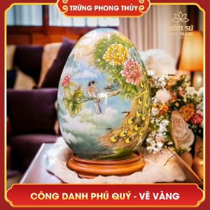 Trứng phong thủy vẽ vàng Công Danh Phú Quý H48 trung phong thuy ve vang cong danh phu quy h48 3