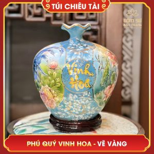 Túi chiêu tài lộc nhị cảnh vẽ vàng Phú Quý Vinh Hoa H35 tui chieu tai loc ve vang nhi canh phu quy vinh hoa h35 4