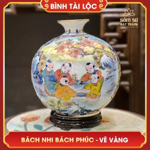 Bình tài lộc vẽ vàng Bách Nhi Bách Phúc H32 binh tai loc ve vang bach nhi bach phuc h32 3