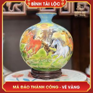 Bình tài lộc vẽ vàng Mã Đáo Thành Công H32 binh tai loc ve vang ma dao thanh cong h32 3