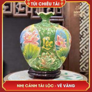 Túi chiêu tài lộc vẽ vàng nhị cảnh Tài Lộc H35 tui chieu tai loc ve vang nhi canh tai loc h35 6