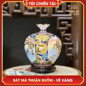 Túi chiêu tài lộc vẽ vàng nhị cảnh Bát Mã Thuận Buồm H25 tui chieu tai ve vang nhi canh bat ma thuan buom h25 3