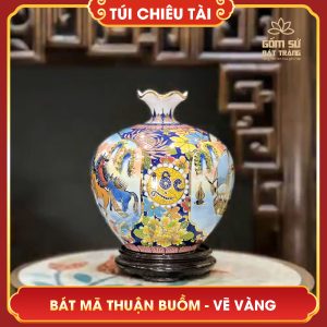 Túi chiêu tài lộc vẽ vàng nhị cảnh Bát Mã Thuận Buồm H25 tui chieu tai ve vang nhi canh bat ma thuan buom h25 4