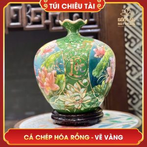 Túi chiêu tài lộc nhị cảnh vẽ vàng Cá Chép Hóa Rồng H35 tui chieu tai loc nhi canh ve vang ca chep hoa rong h35 5