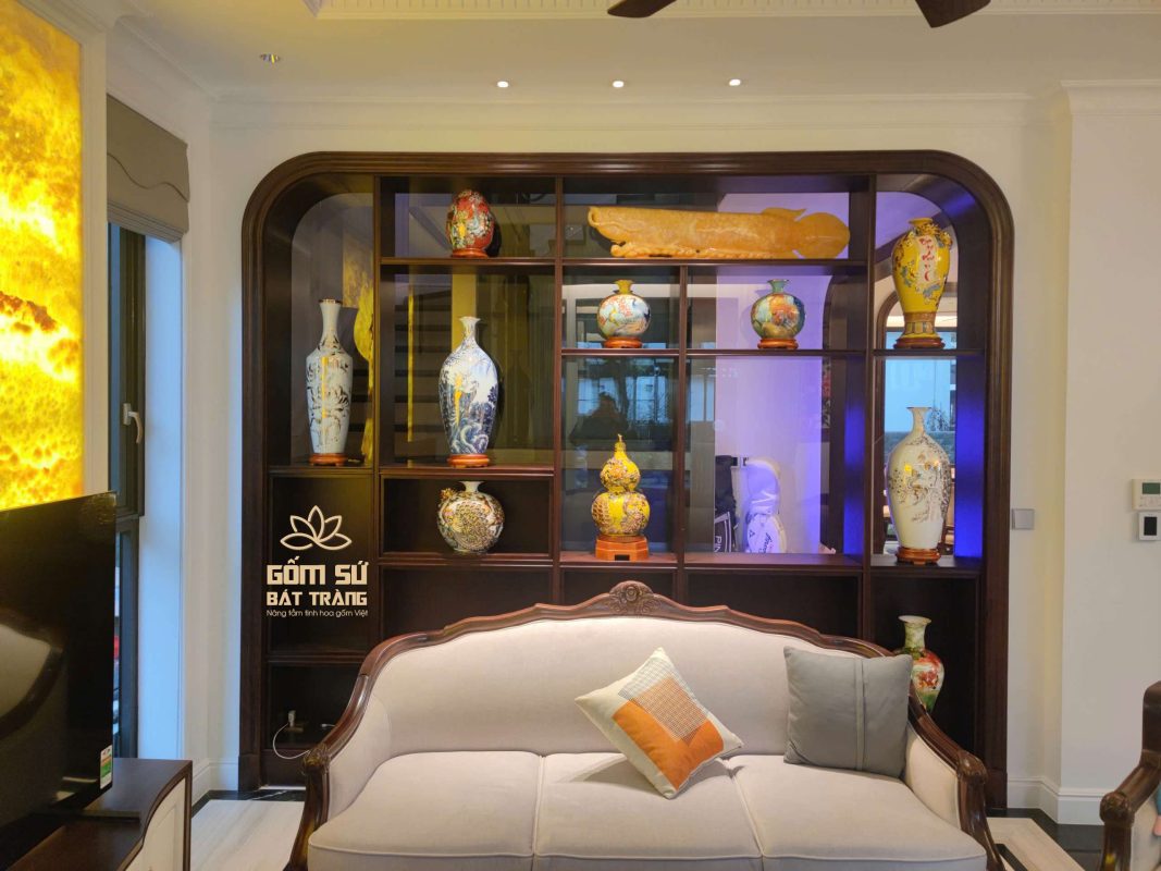 Bình tài lộc vẽ vàng Sen Phú Quý H30 binh hut tai loc gom bat trang 21