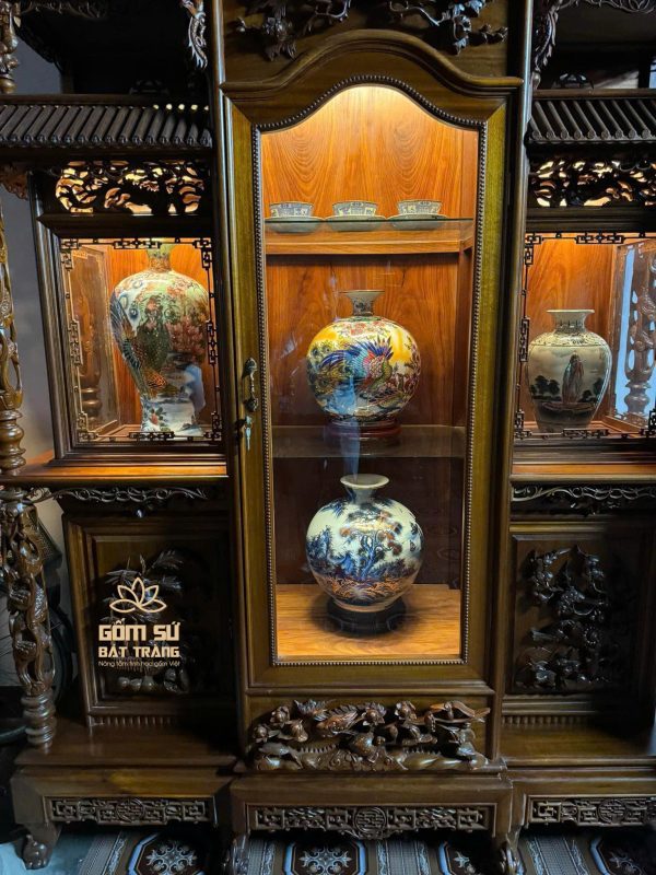 Bình tài lộc vẽ vàng Sen Phú Quý H30 binh hut tai loc gom bat trang 37