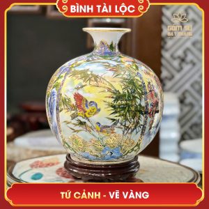 Bình tài lộc vẽ vàng Tứ Cảnh H30 binh tai loc ve vang tu canh h30 3