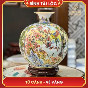 Bình tài lộc vẽ vàng Tứ Cảnh H30 binh tai loc ve vang tu canh h30 4