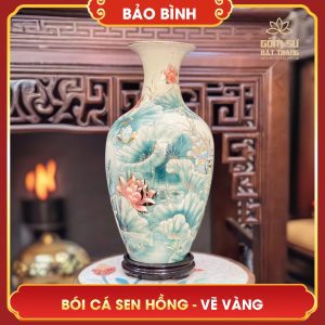 Bảo bình vẽ vàng Bói Cá Sen Hồng H60 bao binh ve vang boi ca sen hong h60 3