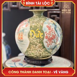 Bình tài lộc nhị cảnh vẽ vàng Công Thành Danh Toại H35 binh tai loc ve vang nhi canh cong thanh danh toai h35 4