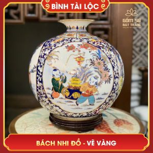 Bình tài lộc vẽ vàng Bách Nhi Đồ H35 binh tai loc ve vang bach nhi do h35 4