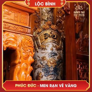 Lộc bình Phúc Đức men rạn vẽ vàng loc binh phuc duc men ran ve vang 12