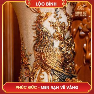 Lộc bình Phúc Đức men rạn vẽ vàng loc binh phuc duc men ran ve vang 13