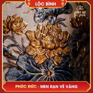 Lộc bình Phúc Đức men rạn vẽ vàng loc binh phuc duc men ran ve vang 3
