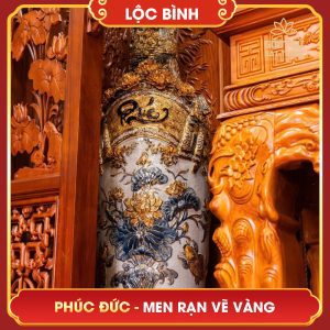 Lộc bình Phúc Đức men rạn vẽ vàng loc binh phuc duc men ran ve vang 4