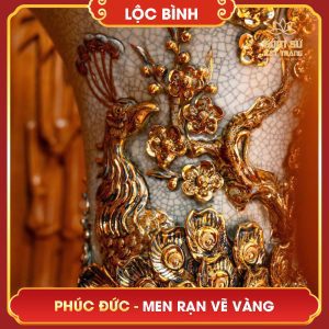 Lộc bình Phúc Đức men rạn vẽ vàng loc binh phuc duc men ran ve vang 5