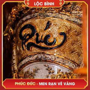 Lộc bình Phúc Đức men rạn vẽ vàng loc binh phuc duc men ran ve vang 8