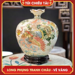 Túi chiêu tài lộc vẽ vàng Long Phụng Tranh Châu H32 tui chieu tai loc ve vang long phung tranh chau h32 3