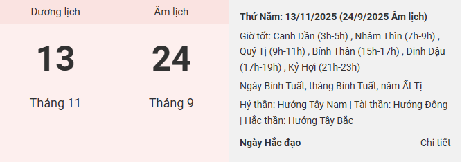 lich am thang 11 2025 13