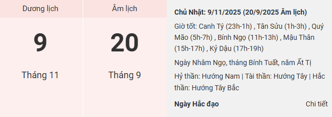 lich am thang 11 2025 9
