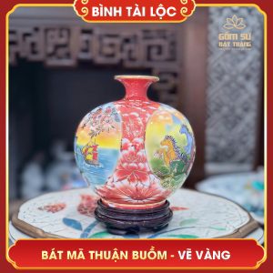 Bình tài lộc vẽ vàng nhị cảnh Bát Mã Thuận Buồm H22 binh tai loc ve vang nhi canh bat ma thuan buom h22 3