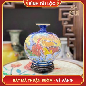 Bình tài lộc vẽ vàng nhị cảnh Bát Mã Thuận Buồm H22 binh tai loc ve vang nhi canh bat ma thuan buom h22 4