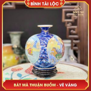 Bình tài lộc vẽ vàng nhị cảnh Bát Mã Thuận Buồm H22 binh tai loc ve vang nhi canh bat ma thuan buom h22 6