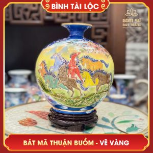 Bình tài lộc vẽ vàng nhị cảnh Bát Mã Thuận Buồm H26 binh tai loc ve vang nhi canh bat ma thuan buom h26 6