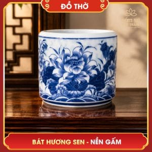 Bát hương Hoa Sen nền gấm bat huong hoa sen nen gam 3