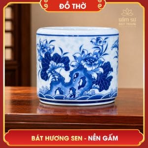Bát hương Hoa Sen nền gấm bat huong hoa sen nen gam 4